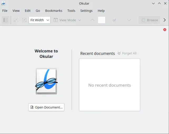 Uno screenshot che evidenzia Okular, il lettore di documenti predefinito per KDE.
