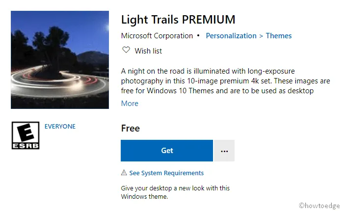 Light Trails プレミアム Windows 10 テーマ
