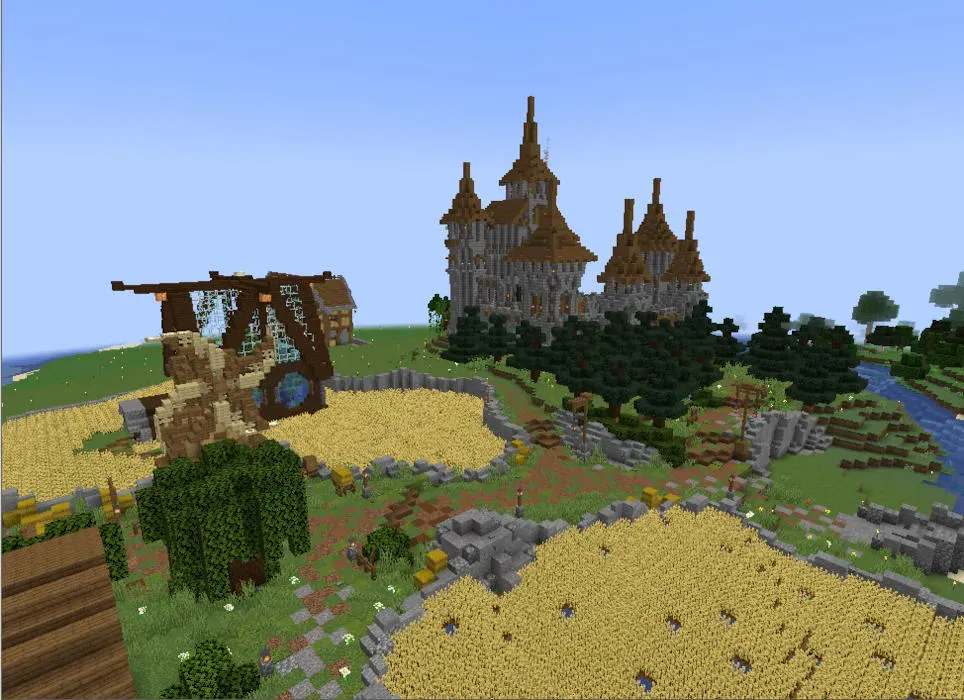 Minecraftの城のフィールド。