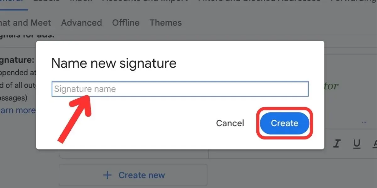 Plusieurs signatures Gmail Nommer une nouvelle signature