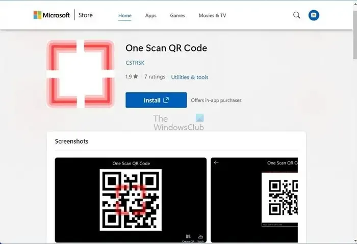 Un'app per la scansione del codice QR