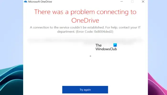 Codice errore OneDrive 0x8004ded2
