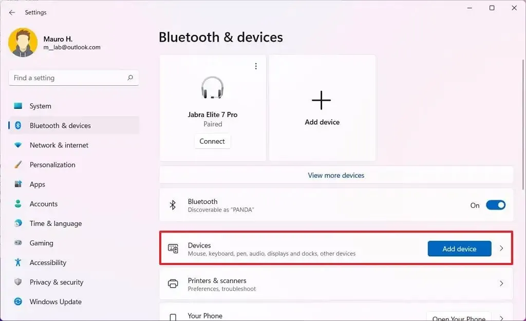 Apri i dispositivi Bluetooth