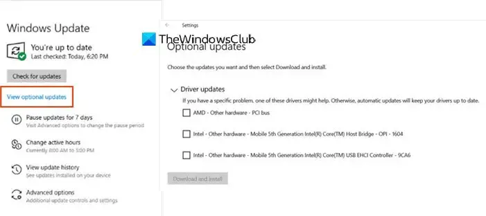 Windows 10 のオプションのアップデート