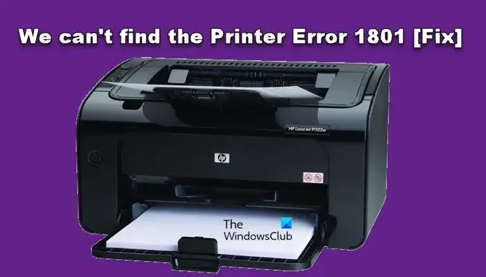 Não conseguimos encontrar a impressora, Erro 1801, O nome da impressora é inválido