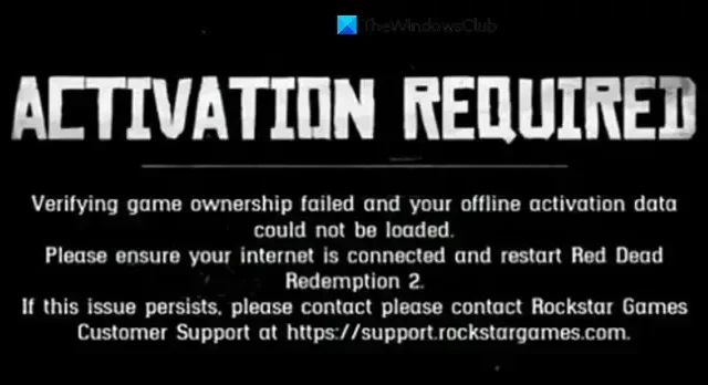Erro de ativação offline de Red Dead Redemption 2