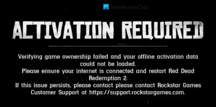 Erro de ativação offline de Red Dead Redemption 2