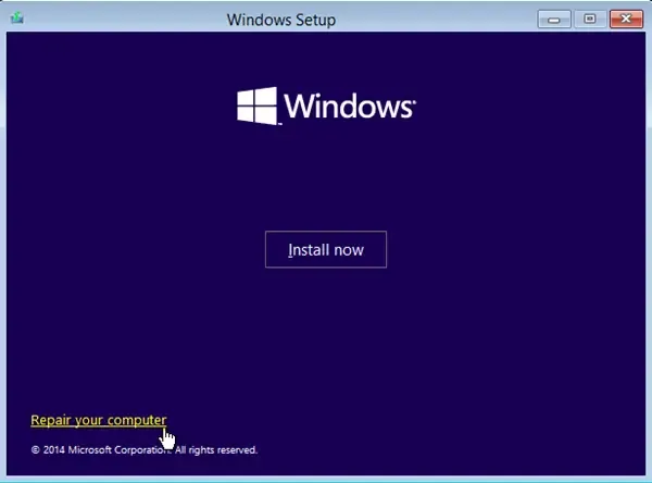 riparare la configurazione di Windows del computer