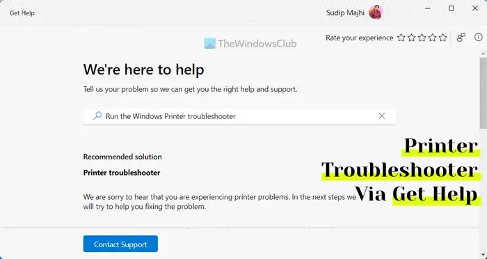 Comment exécuter Obtenir de l'aide pour l'utilitaire de résolution des problèmes d'imprimante sous Windows 11