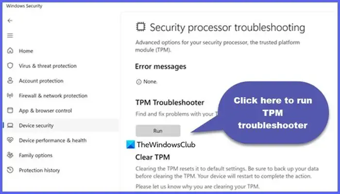 Voer de TPM-probleemoplosser uit in Windows 11