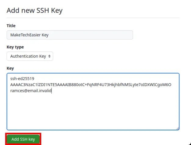 Beveiligde Github-toegang Ssh Key 09 Voeg Ssh Key-knop toe