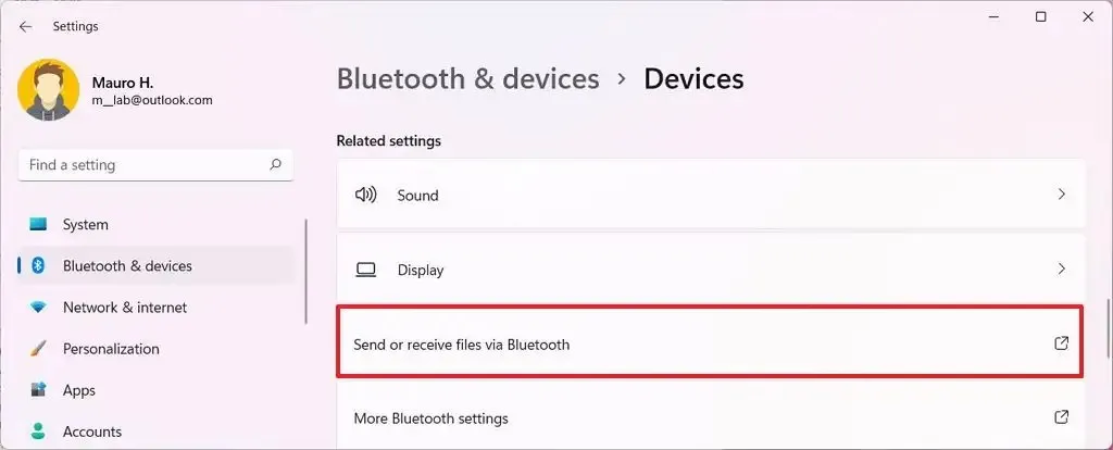 Envie e receba arquivos via Bluetooth