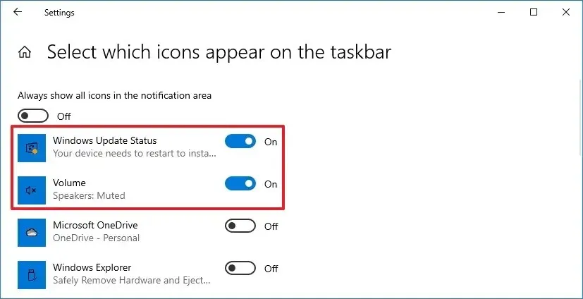 Configurações de aplicativos e ícones de recursos do Windows 10
