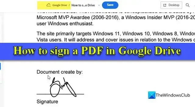 Een PDF ondertekenen in Google Drive