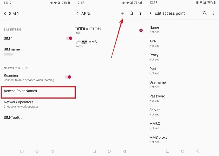 Agregar un nuevo APN en un teléfono Android.
