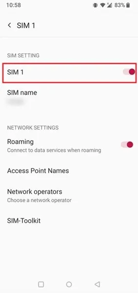 Comprobar si la tarjeta SIM está habilitada en el teléfono Android.