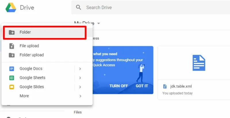 Cree una nueva carpeta para sincronizar varias cuentas de Google Drive.
