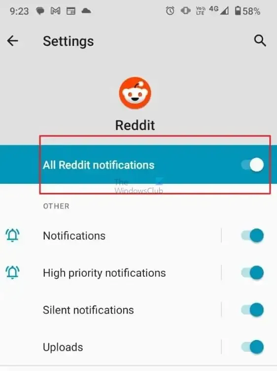 Android で Reddit の通知をすべてオフにする