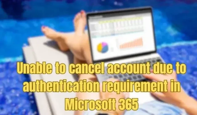 Não é possível cancelar a conta devido ao requisito de autenticação no Microsoft 365