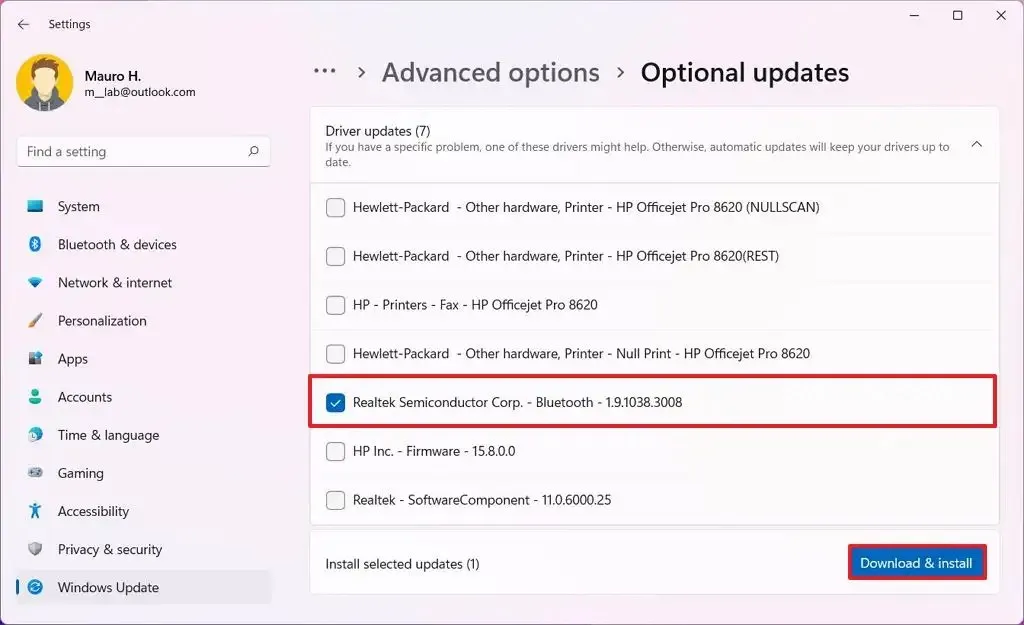 Windows 11 update Bluetooth-stuurprogramma