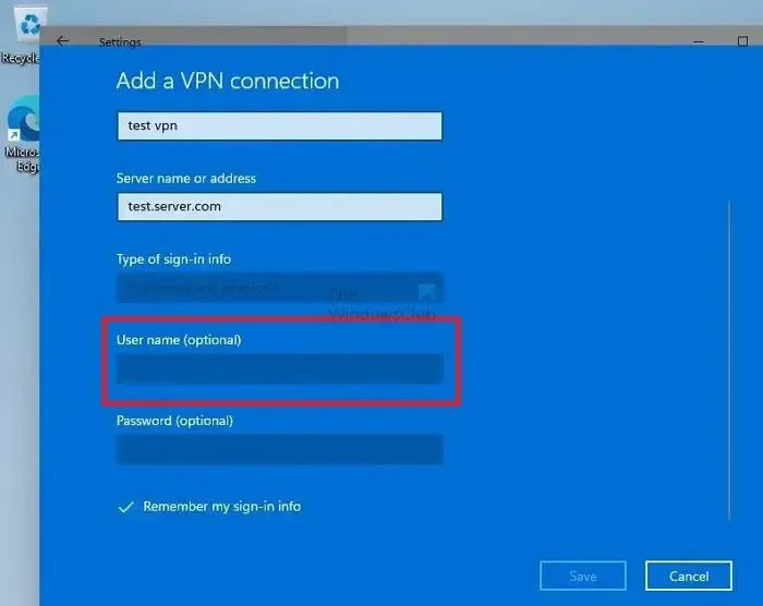 Conexão do cliente de substituição VPN