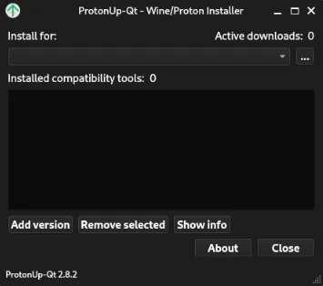 Une capture d'écran montrant le programme d'installation Wine/Proton dans Nobara Linux.