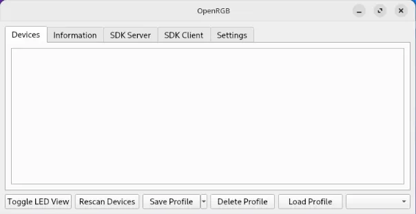 Ein Screenshot, der OpenRBG zeigt, einen RGB-Controller eines Drittanbieters für den Linux-Kernel.