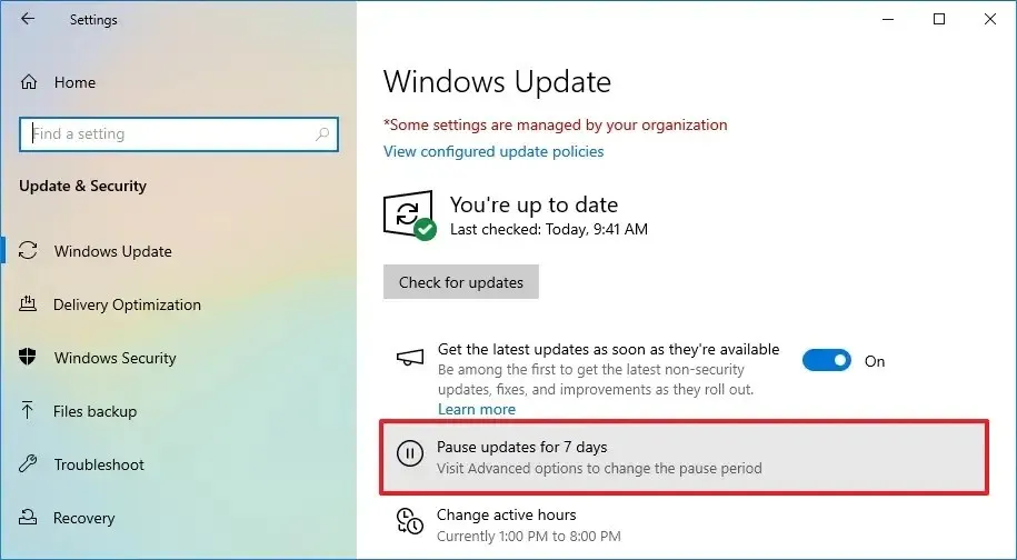 Windows 10 desativa atualizações temporariamente