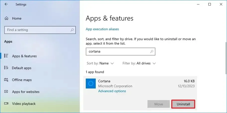 Windows 10 desinstala Cortana