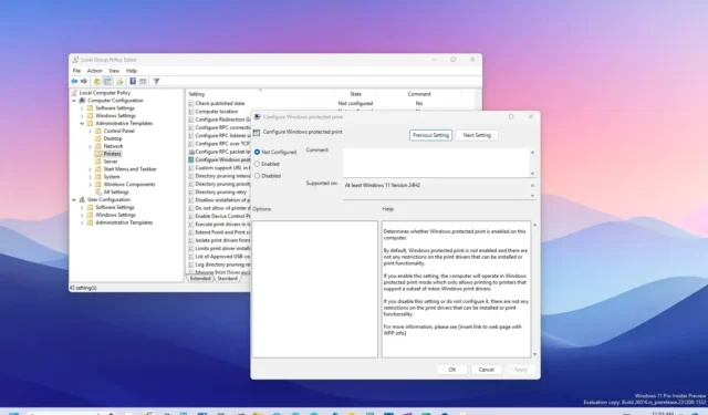 Windows 11 ottiene la nuova modalità di stampa protetta (WPP) per eliminare i driver della stampante