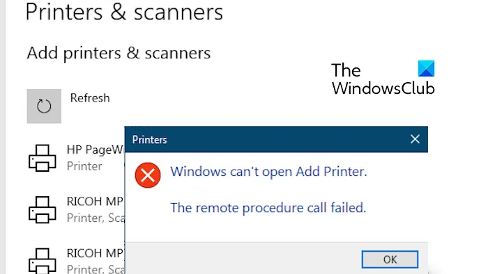 O Windows não consegue abrir o erro Adicionar impressora