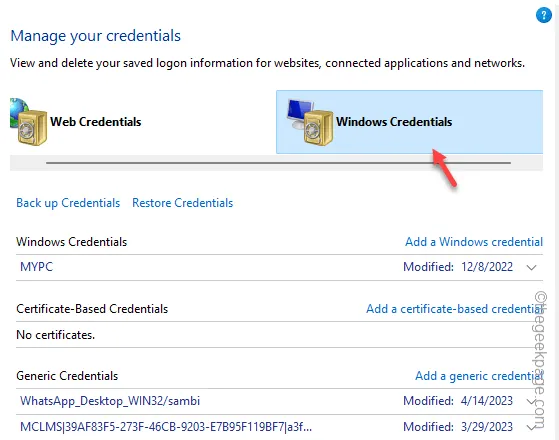 credenziali di Windows minimo 1