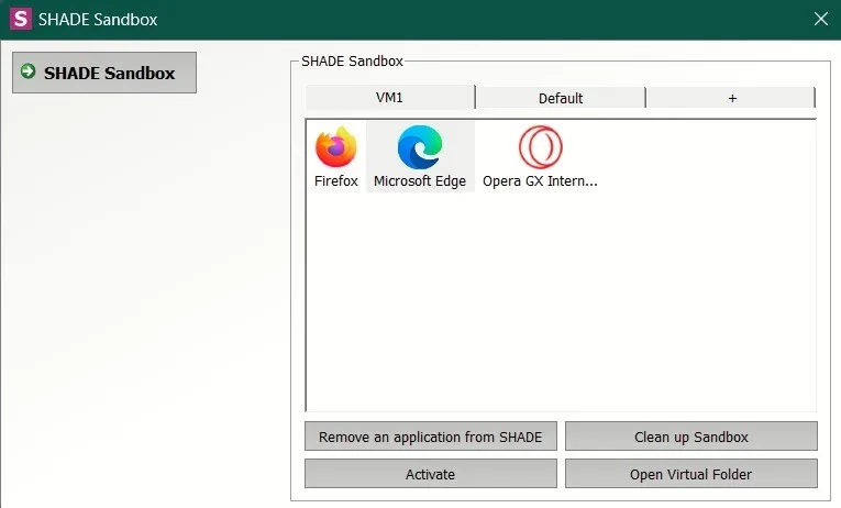 SHADE Sandbox-App-Ansicht, die auf einem Windows-PC ausgeführt wird.
