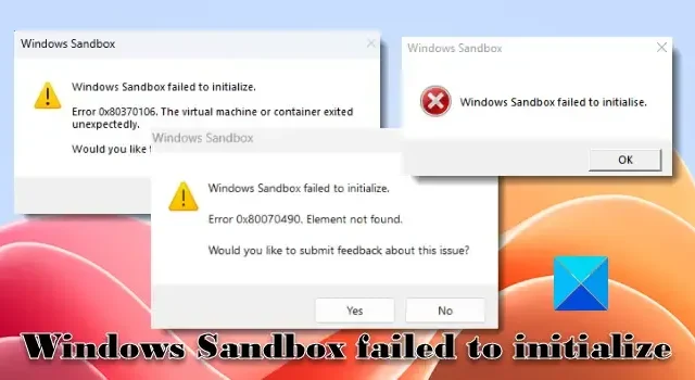 Windows Sandbox non è riuscito a inizializzare [fissare]