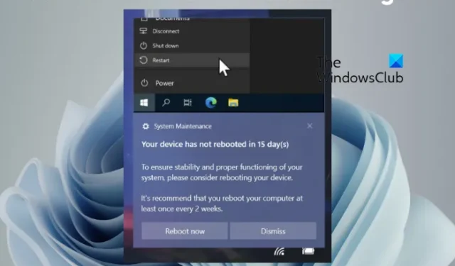Windows 表示您的裝置已經很久沒有重新啟動了
