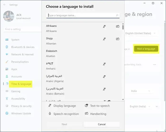 Agregar o instalar idioma en Windows 11