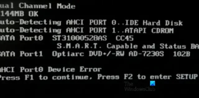 Solucione el error del dispositivo AHCI Port0 en una computadora con Windows