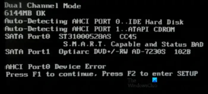 Correggi l'errore del dispositivo AHCI Port0