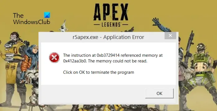 Apex Legends Memory não pôde ser lida erro r5apex.exe