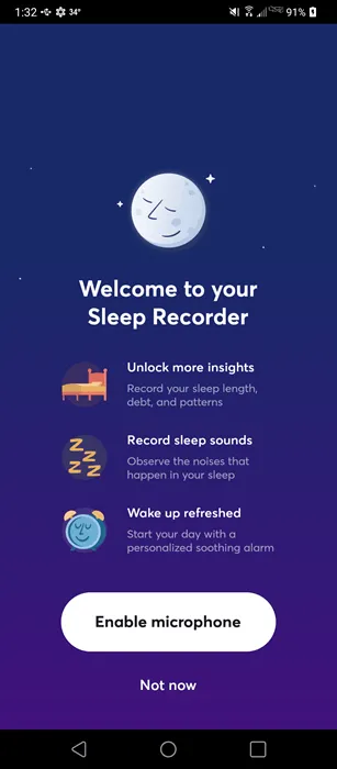 Włączanie rejestratora snu BetterSleep