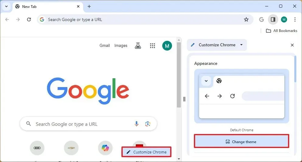 Chrome-Design ändern