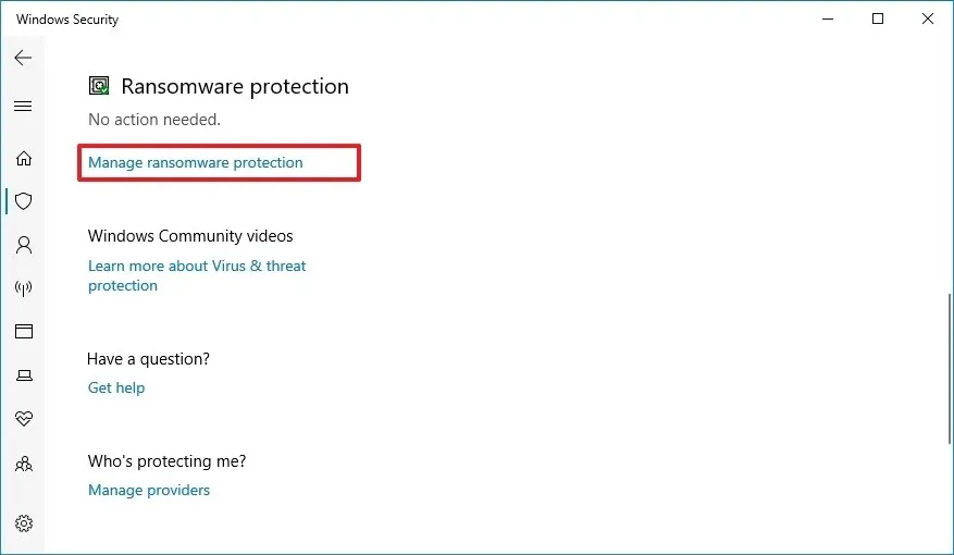 Protezione ransomware di Windows 10
