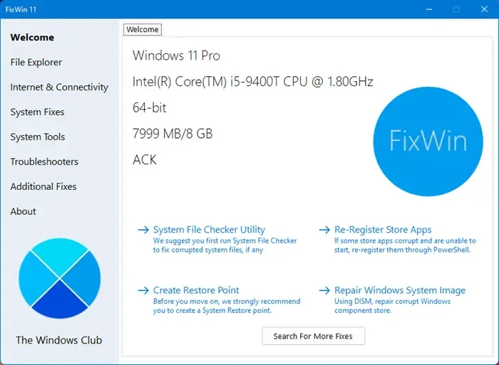 FixWin 11 pour Windows 11