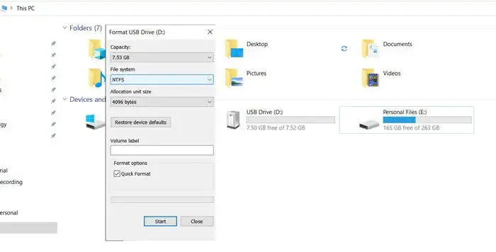 Comment formater une clé USB dans le système de fichiers NTFS