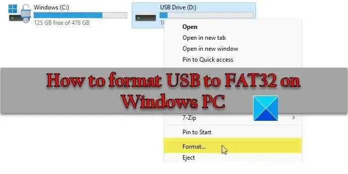 Formate USB para FAT32 no Windows PC