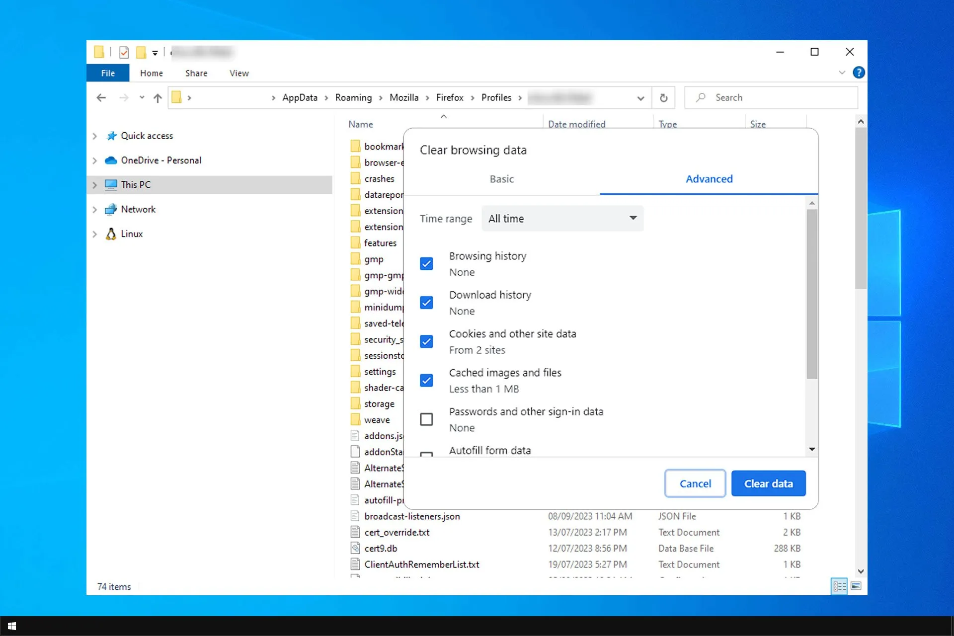 jak wyczyścić pamięć podręczną i pliki cookie w systemie Windows 10