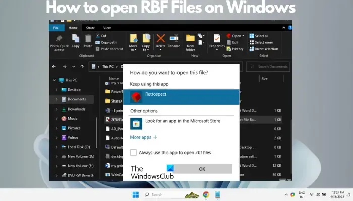 Comment ouvrir le fichier RBF