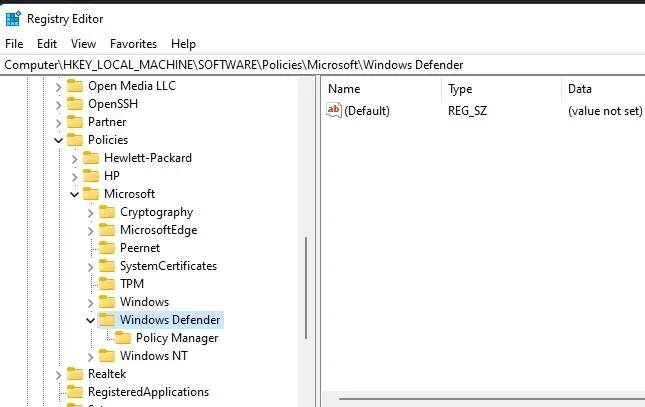 Cómo deshabilitar permanentemente Windows Defender en el registro de Windows