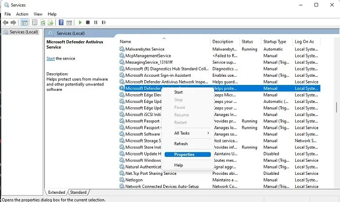 So deaktivieren Sie die Eigenschaften der Windows Defender-Dienste dauerhaft
