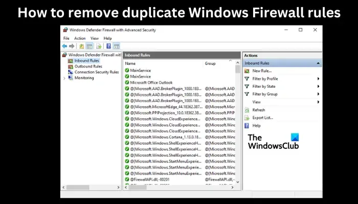 Como remover regras duplicadas do Firewall do Windows